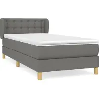 vidaXL Cama con somier y colchón de la marca , color gris oscuro, dimensiones 90x200 cm, tapizada en tela