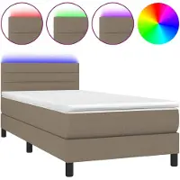 vidaXL Cama con somier y colchón , con iluminación LED, color taupe, 100x200 cm, tapizada