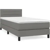 vidaXL Cama con somier y colchón de la marca , color gris oscuro, dimensiones 90x190 cm, tapizada en tela