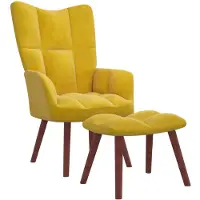 vidaXL Sillón de relax con reposapiés, color mostaza, tapizado en terciopelo ()