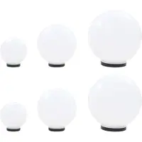 vidaXL , Juego de 6 faroles LED para jardín, forma esférica, 20/30/40 cm, material PMMA