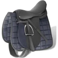 vidaXL Juego de sillas de doma para caballos, 17,5 pulgadas, cuero genuino, color , 18 cm, 5 en 1