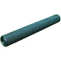 vidaXL Valla de alambre de acero hexagonal, 1 x 25 metros, verde oscuro