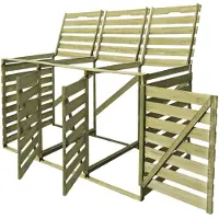 vidaXL Caja para contenedores de basura , para 3 contenedores de 240 litros, fabricada con madera tratada