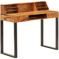 vidaXL Escritorio de 110 x 50 x 94 cm, madera maciza de acacia y acero