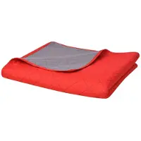 vidaXL : Manta de día de doble cara, acolchada, en rojo y gris, 170x210 cm