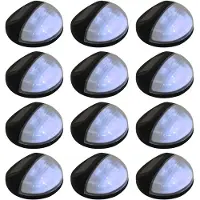 vidaXL Lámparas solares para exteriores, LED, 12 unidades, redondas, color negro