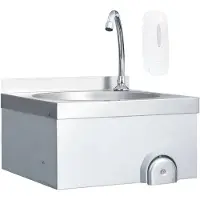 vidaXL Lavabo de acero inoxidable para lavamanos con grifo y dispensador de jabón, marca