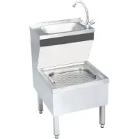 vidaXL : Lavabo de acero inoxidable para lavamanos, con grifo, de pie independiente