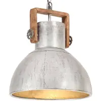 vidaXL Lámpara colgante de estilo industrial, 25 W, plateada, redonda, 40 cm, casquillo E27