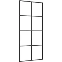 vidaXL Puerta corredera de aluminio y vidrio templado, 90x205 cm, color negro