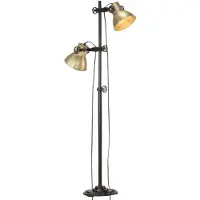 vidaXL Lámpara de pie de , de dos luces, con base de latón y casquillo E27, fabricada en hierro fundido