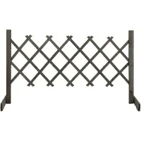 vidaXL Valla de jardín con celosía, color gris, 120x60 cm, madera maciza de abeto