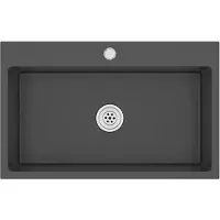 vidaXL Fregadero empotrable negro de acero inoxidable, hecho a mano por