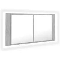 vidaXL Espejo de baño con luces LED, color gris cemento, 90x12x45 cm, material: acrílico