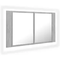 vidaXL Espejo de baño con luces LED, color gris cemento, 80x12x45 cm, material: acrílico