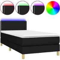 vidaXL Cama con somier y colchón, con iluminación LED, color , 90x190 cm, tapizada en tela