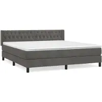 vidaXL Cama con somier y colchón de la marca , color gris oscuro, 160x200 cm, tapizada en terciopelo