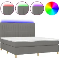 vidaXL Cama con somier y colchón , color gris oscuro, 160x200 cm, tapizada en tela