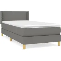 vidaXL Cama con somier y colchón, color gris oscuro, 100x200 cm, tapizada en tela