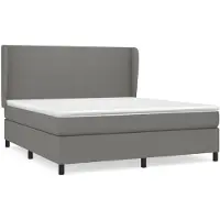 vidaXL Cama con somier y colchón, color gris oscuro, 160x200 cm, tapizada en tela