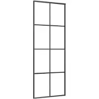 vidaXL Puerta corredera negra , 76x205 cm, con vidrio de seguridad ESG y marco de aluminio