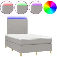 vidaXL Cama con somier y colchón vidaXL, color gris claro, 120x200 cm, tapizada en tela