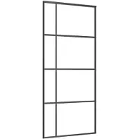 vidaXL Puerta corredera de vidrio ESG y aluminio mate, 90x205 cm, color negro