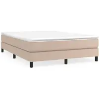vidaXL Base de cama con somier y colchón, color marrón cappuccino, 140x200 cm, tapizado en cuero sintético