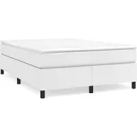 vidaXL Cama con somier y colchón blanco de , 140x190 cm, tapizada en cuero sintético