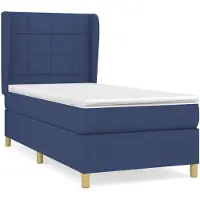 vidaXL Cama con somier y colchón azul , 90x200 cm, tapizada en tela