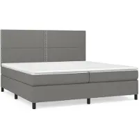 vidaXL Cama con somier y colchón de la marca , color gris oscuro, dimensiones 200x200 cm, tapizada en tela