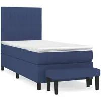 vidaXL Cama con somier y colchón azul , 90x200 cm, tapizada en tela