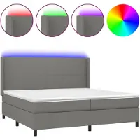 vidaXL Cama con somier y colchón , color gris oscuro, 200x200 cm, tapizada en tela