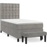 vidaXL Cama con somier y colchón de la marca , color gris claro, dimensiones 90x200 cm, tapizada en terciopelo