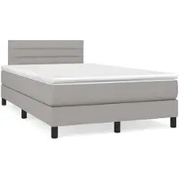vidaXL Cama con somier y colchón de la marca , color gris claro, dimensiones 120x200 cm, tapizada en tela