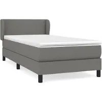 vidaXL Cama con somier y colchón, color gris oscuro, 100x200 cm, tapizada en tela