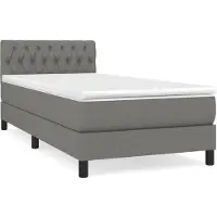 vidaXL Cama con somier y colchón, color gris oscuro, 100x200 cm, tapizada en tela