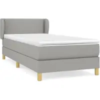 vidaXL Cama con somier y colchón de la marca , color gris claro, dimensiones 90x200 cm, tapizada en tela