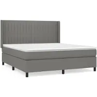vidaXL Cama con somier y colchón, color gris oscuro, 160x200 cm, tapizada en tela