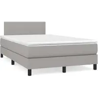 vidaXL Cama con somier y colchón de la marca , color gris claro, dimensiones 120x200 cm, tapizada en tela