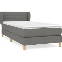vidaXL Cama con somier y colchón de la marca , color gris oscuro, dimensiones 90x200 cm, tapizada en tela