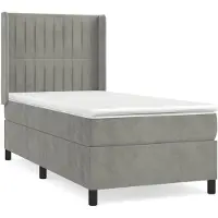 vidaXL Cama con somier y colchón de la marca , color gris claro, 80x200 cm, tapizada en terciopelo