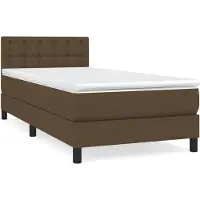 vidaXL Cama con somier y colchón de la marca , color marrón oscuro, dimensiones 90x200 cm, tapizada en tela