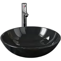 vidaXL : Lavabo de baño con grifo y desagüe, color negro