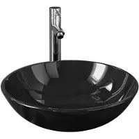 vidaXL : Lavabo de baño con grifo y desagüe, color negro