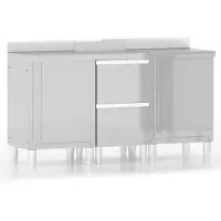 vidaXL : Conjunto de 3 armarios de acero inoxidable para cocina profesional