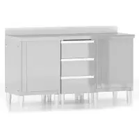 vidaXL : Conjunto de 3 armarios de acero inoxidable para cocina profesional