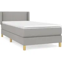 vidaXL Cama con somier y colchón de la marca , color gris claro, dimensiones 90x200 cm, tapizada en tela