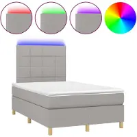 vidaXL Cama con somier y colchón , color gris claro, 120x200 cm, tapizada en tela
